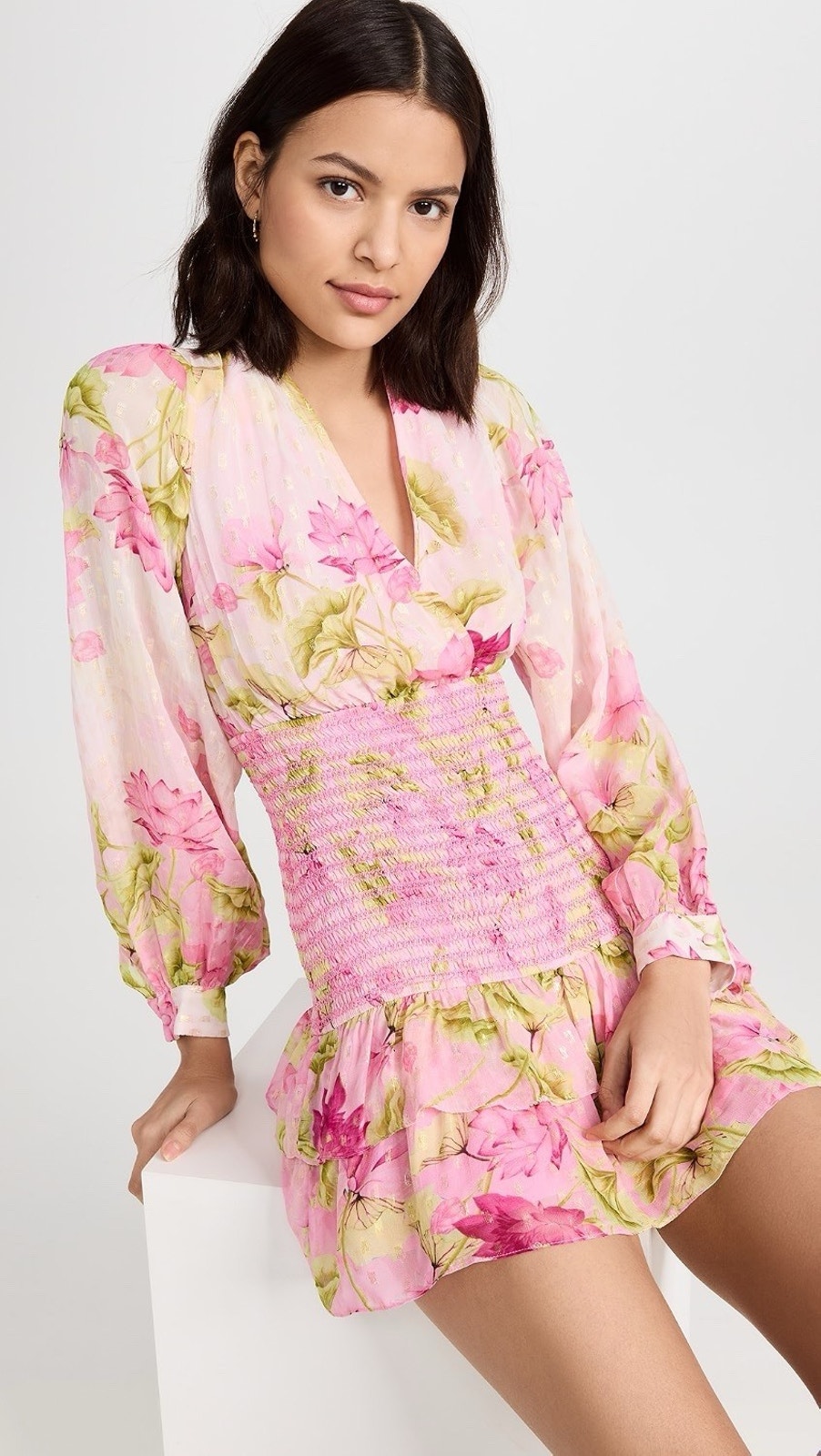 Rococo Sand Ren Short Dress In Pink Lotues Nwt L